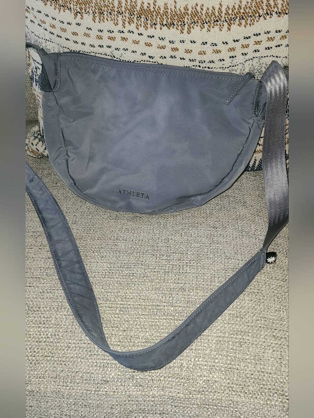 Athleta Slate Blue/Gray Nylon Crescent Crossbody